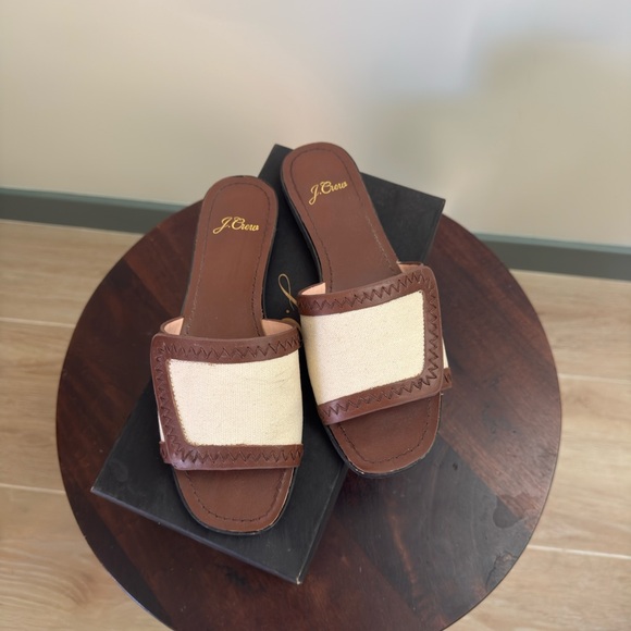 J. Crew Shoes - J.Crew Leather and Canvas Slide Sandals